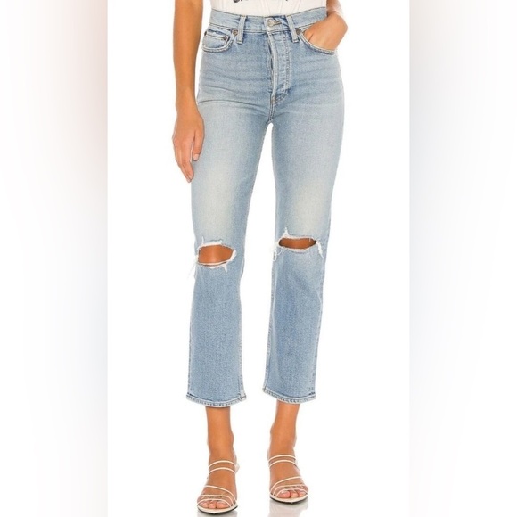 RE/DONE Originals 70s Stove Pipe in Light Destroyed 20 - Straight Leg Size 26 - Picture 2 of 11